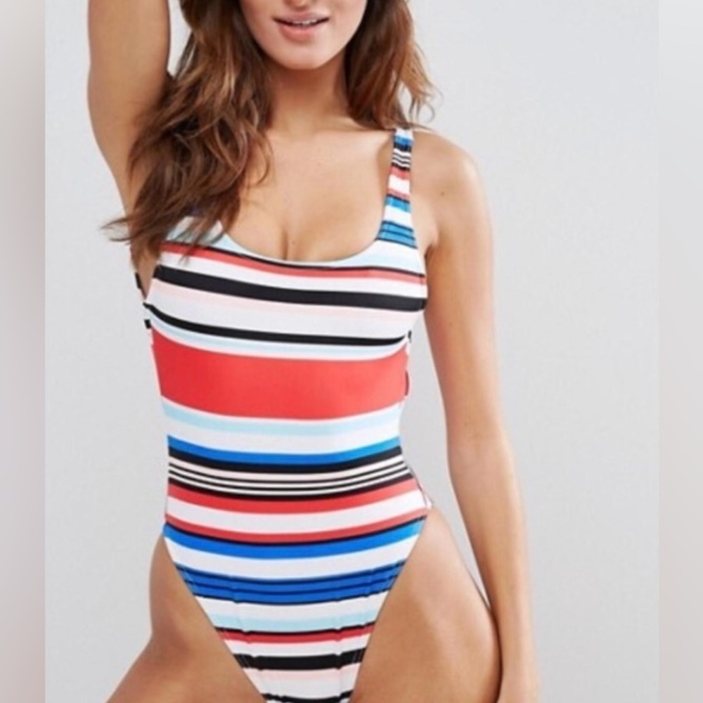 SOLID & STRIPED Multicolor Striped One Piece Swimsuit